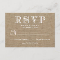 Burlap UAWG Rustikale Typografie-Hochzeitsantwort