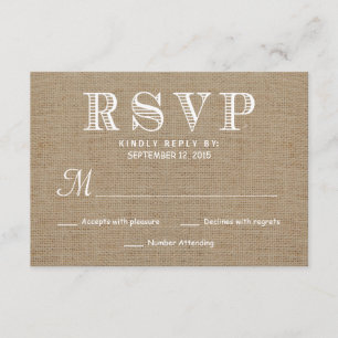 Burlap UAWG Rustikale Typografie-Hochzeitsantwort RSVP Karte
