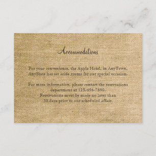 Burlap- und Birch Posh-HochzeitsInsert Begleitkarte