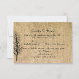 Burlap- und Birch Posh-Hochzeitskarte RSVP Karte