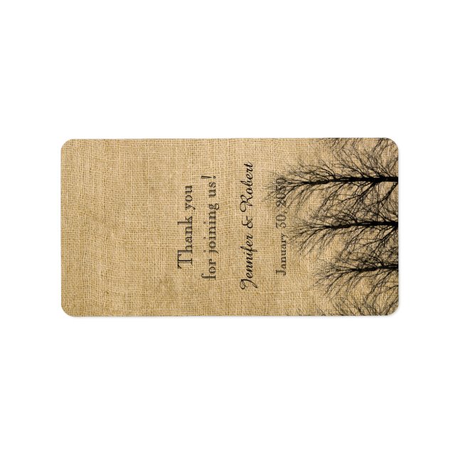 Burlap und Birch Posh Wedding Lip Balm Label Adressaufkleber (Vorne)