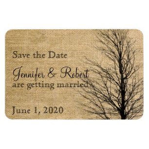 Burlap und Birch Posh Wedding speichern das Datum Magnet