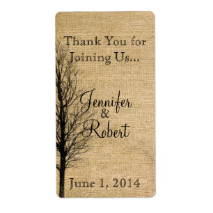 Burlap- und Birch Posh Wedding Wine Label