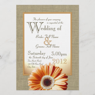 Burlap und Bow Orange Gerbera Daisy Wedding Einladung