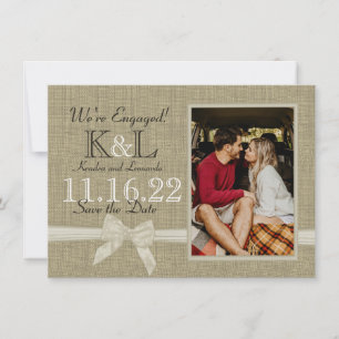 Burlap und Bow Rustikales Land Save the Date