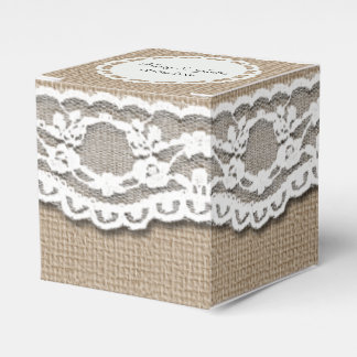 Burlap- und Lace-Art-Bevorzugung-Box Geschenkschachtel