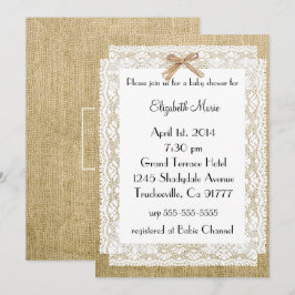 Burlap- und Lace-Baby-Dusche Einladung
