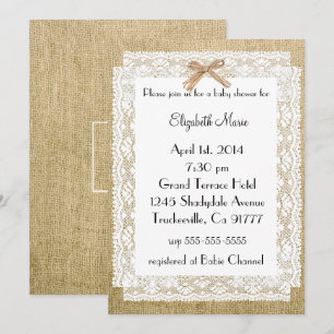 Burlap- und Lace-Baby-Dusche Einladung