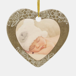 Burlap und Lace Baby First Christmas Keramik Ornament