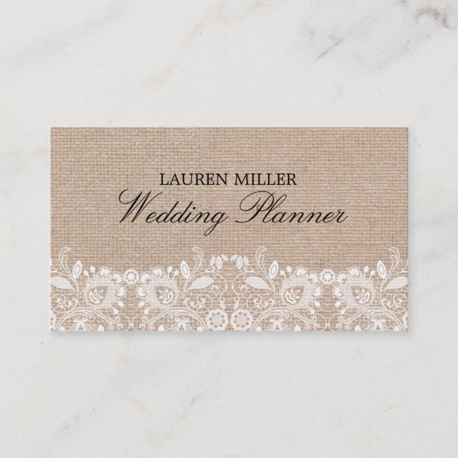 Burlap- und Lace Business Card Visitenkarte (Vorderseite)