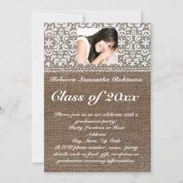 Burlap- und Lace-Foto-Abschluss Einladung
