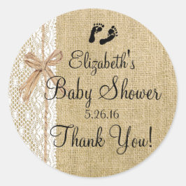 Burlap und Lace Image Baby Duwer-Fevor Runder Aufkleber