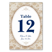 Burlap und Lace mit Navy Blue Number
