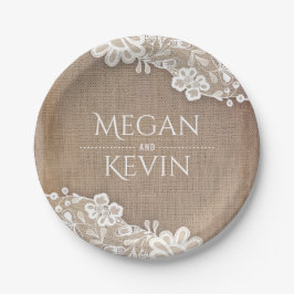Burlap und Lace Rustic Country Wedding Pappteller