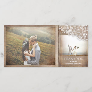 Burlap und Lace Rustic Vintage Wedding Dankeskarte