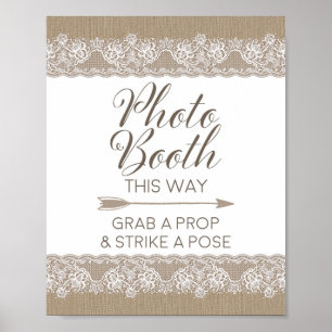 Burlap und Lace Rustic Wedding, Brautparty Sign Poster