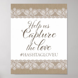 Burlap und Lace Rustic Wedding, Brautparty Sign Poster