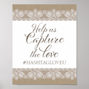 Burlap und Lace Rustic Wedding, Brautparty Sign Poster
