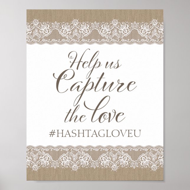 Burlap und Lace Rustic Wedding, Brautparty Sign Poster (Vorne)