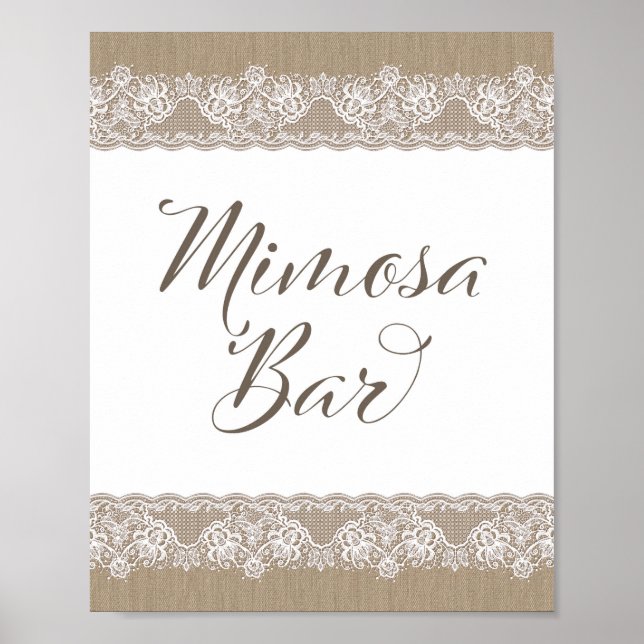 Burlap und Lace Rustic Wedding, Brautparty Sign Poster (Vorne)