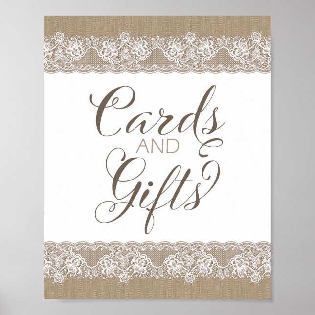 Burlap und Lace Rustic Wedding, Brautparty Sign Poster (Vorne)