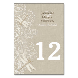 Burlap- und Lace Rustic Wedding Tischnummer Card