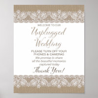 Burlap und Lace Rustic Wedding unplugged Poster