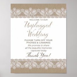 Burlap und Lace Rustic Wedding unplugged Poster