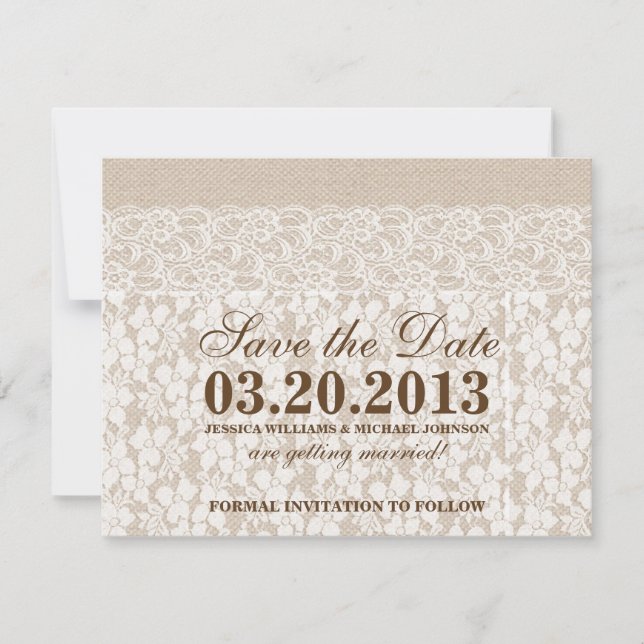 Burlap und Lace | Save The Date (Vorderseite)