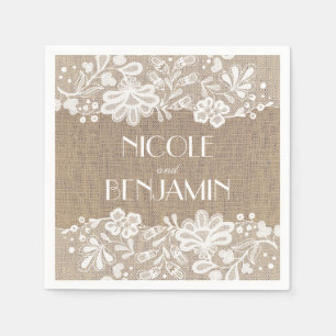 Burlap und Lace Vintag Elegante Hochzeit Serviette