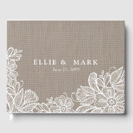 Burlap und Lace Wedding Gästebuch