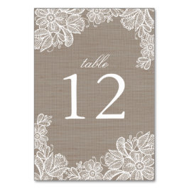 Burlap- und Lace-Wedding-Tischnummer Tischnummer