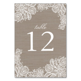 Burlap- und Lace-Wedding-Tischnummer Tischnummer