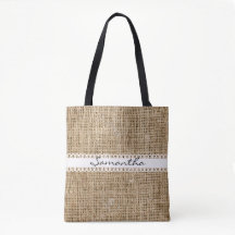Burlap- und Lacey Ribbon Design Tote Bag