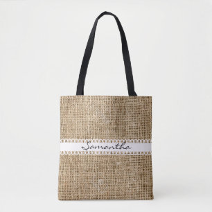 Burlap- und Lacey Ribbon Design Tote Bag
