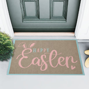 Burlap und Pastelle glücklich Ostern mit sonnigen  Fußmatte
