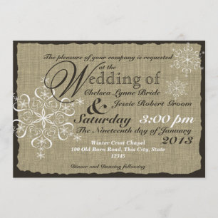 Burlap und Snowflakes Hochzeit 5 x 7 Einladung