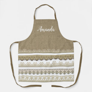 Burlap und Spitze personalisiert All Over Print Schürze
