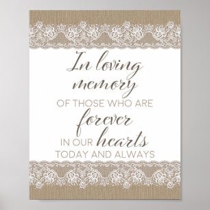 Burlap und Spitze Rustikale Hochzeit, In liebevoll Poster