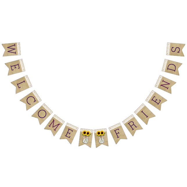 Burlap- und Spitzen-Look mit Sonnenblumen in Mason Wimpelkette (Alle)