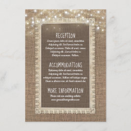 Burlap- und String Lights Hochzeitinformationsgast Begleitkarte