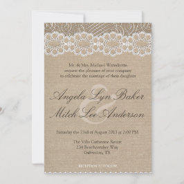 Burlap und Vintages Lace Shabby Chic Hochzeit Einl Einladung