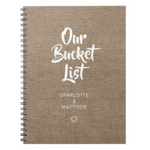 Burlap Unser Bucket List-paar Keepake-Journal Notizblock