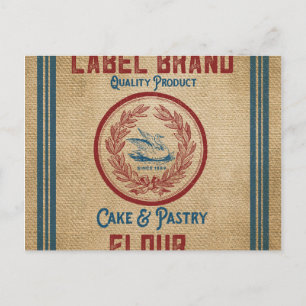 Burlap Vintag Cake Konditorei Mehl Sack Postkarte