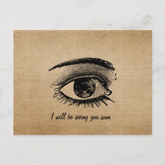 Burlap Vintag Seeing you bald Eye Postkarte (Vorderseite)