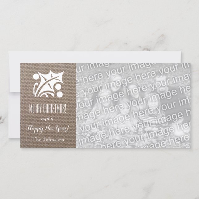 Burlap Weihnachtskarten mit individuellem Holiday  Feiertagskarte (Vorderseite)