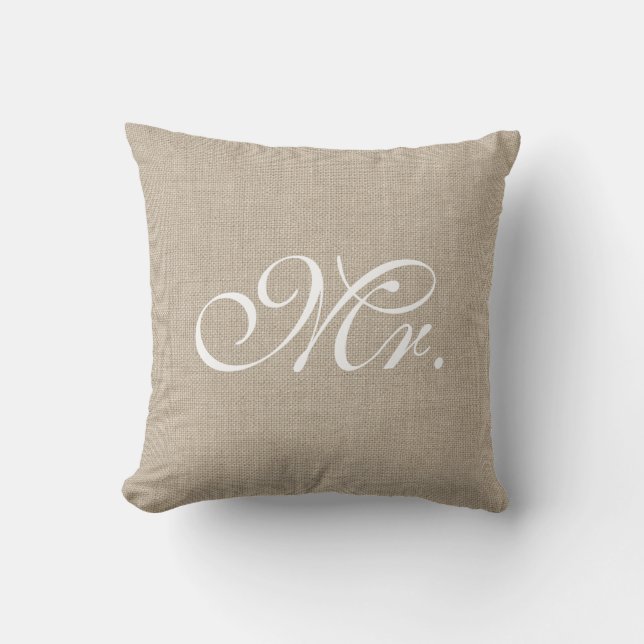Burlap & White Mr. Pillow Kissen (Vorderseite)