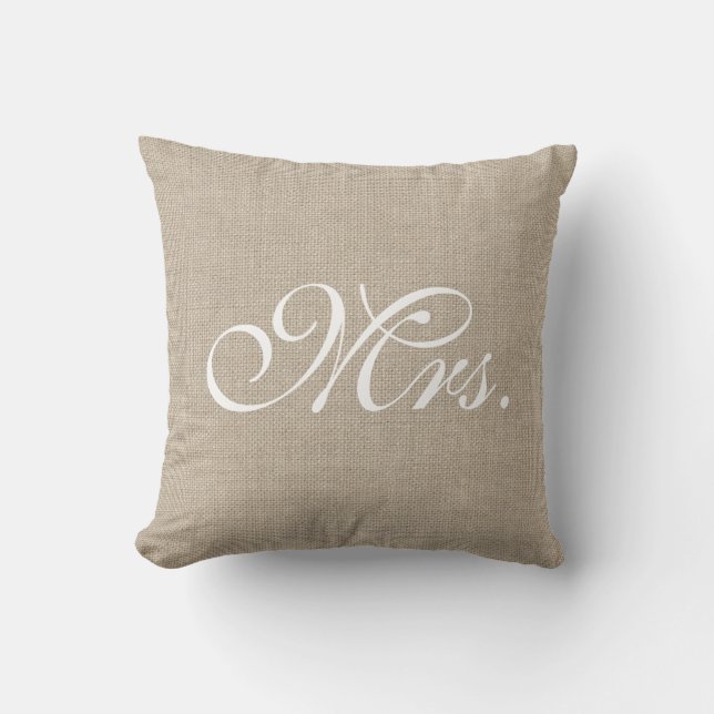 Burlap & White Mrs. Pillow Kissen (Vorderseite)