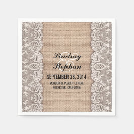 Burlap & White Spitzen schöne elegante Papierservi Serviette