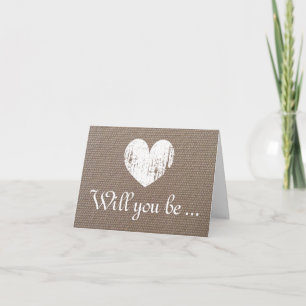 Burlap Will you be my bridesmaid request cards Einladung